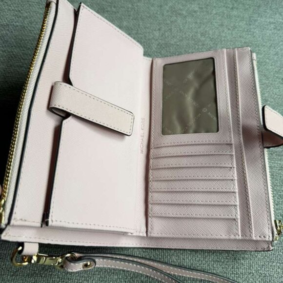 Michael Kors Jet Set Travel Double Zip Wristlet Wallet Pink Powder Blush - Picture 11 of 12